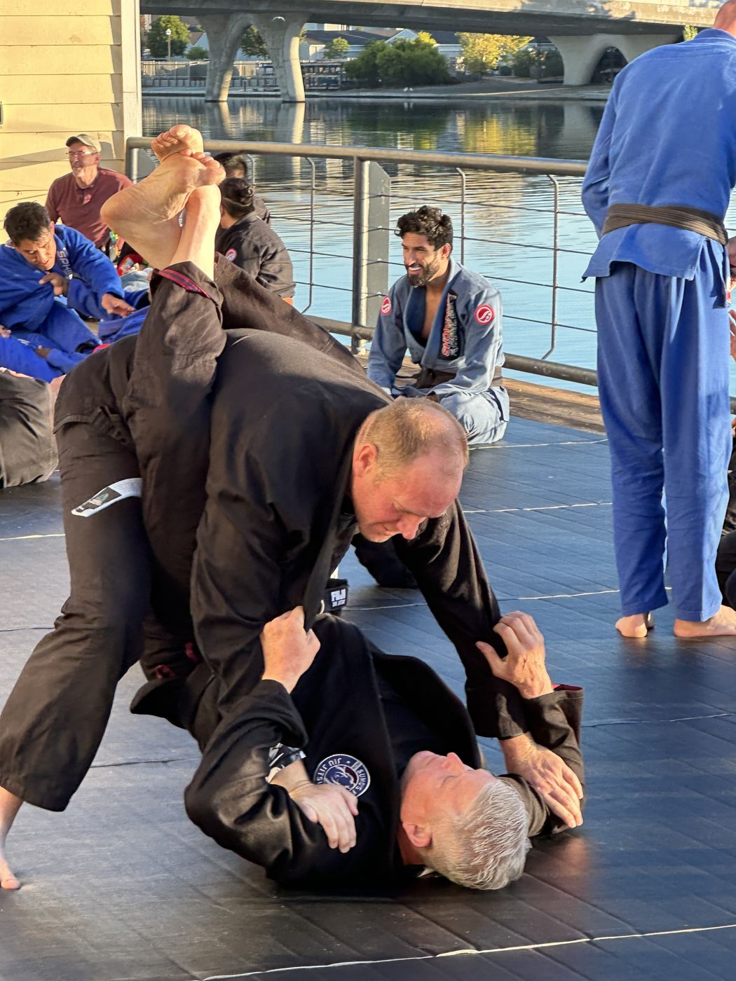 Black belts rolling by the lagoon